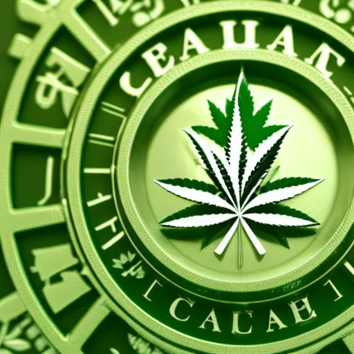 An image showing Delaware state outline, a medical caduceus entwined with a cannabis leaf, policy documents, and futuristic digital elements symbolizing progressive development in medical marijuana policies for 2024