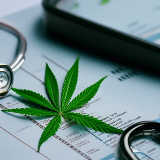 medical stethoscope, a Delaware map, a cannabis leaf, and a checklist, symbolizing the medical program, location, subject matter, and eligibility criteria respectively